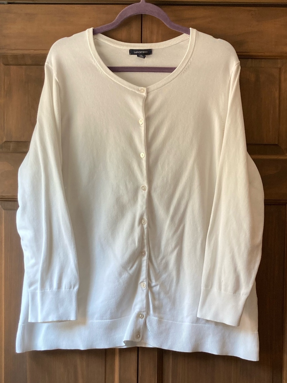 Lands’ End White Button-up Cardigan Sweater 2X (20W-22W)